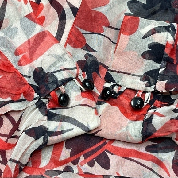 Milly of New York Sheer Silk Floral Blouse size 10 - Picture 3 of 16